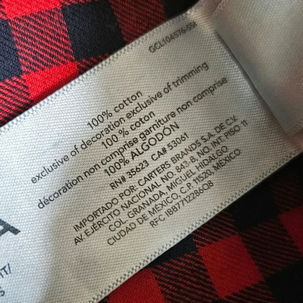 OshKosh B'gosh Red Buffalo Plaid Flannel Lined Denim Overalls Unisex Size 4T